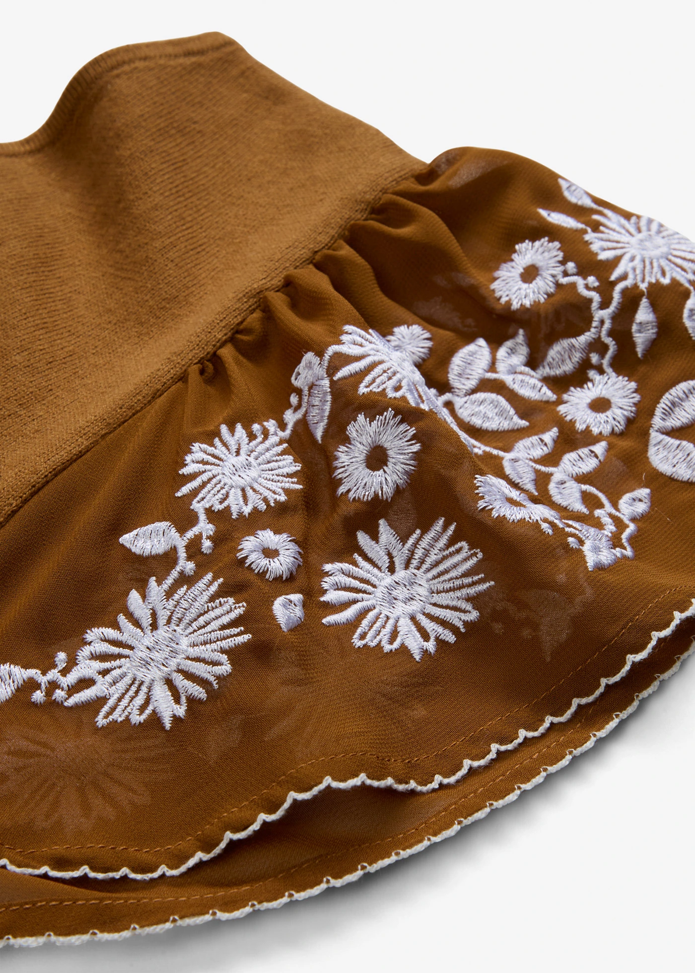 Gebreide top met zijde en mouwen van chiffon • cognac • bonprix online shop