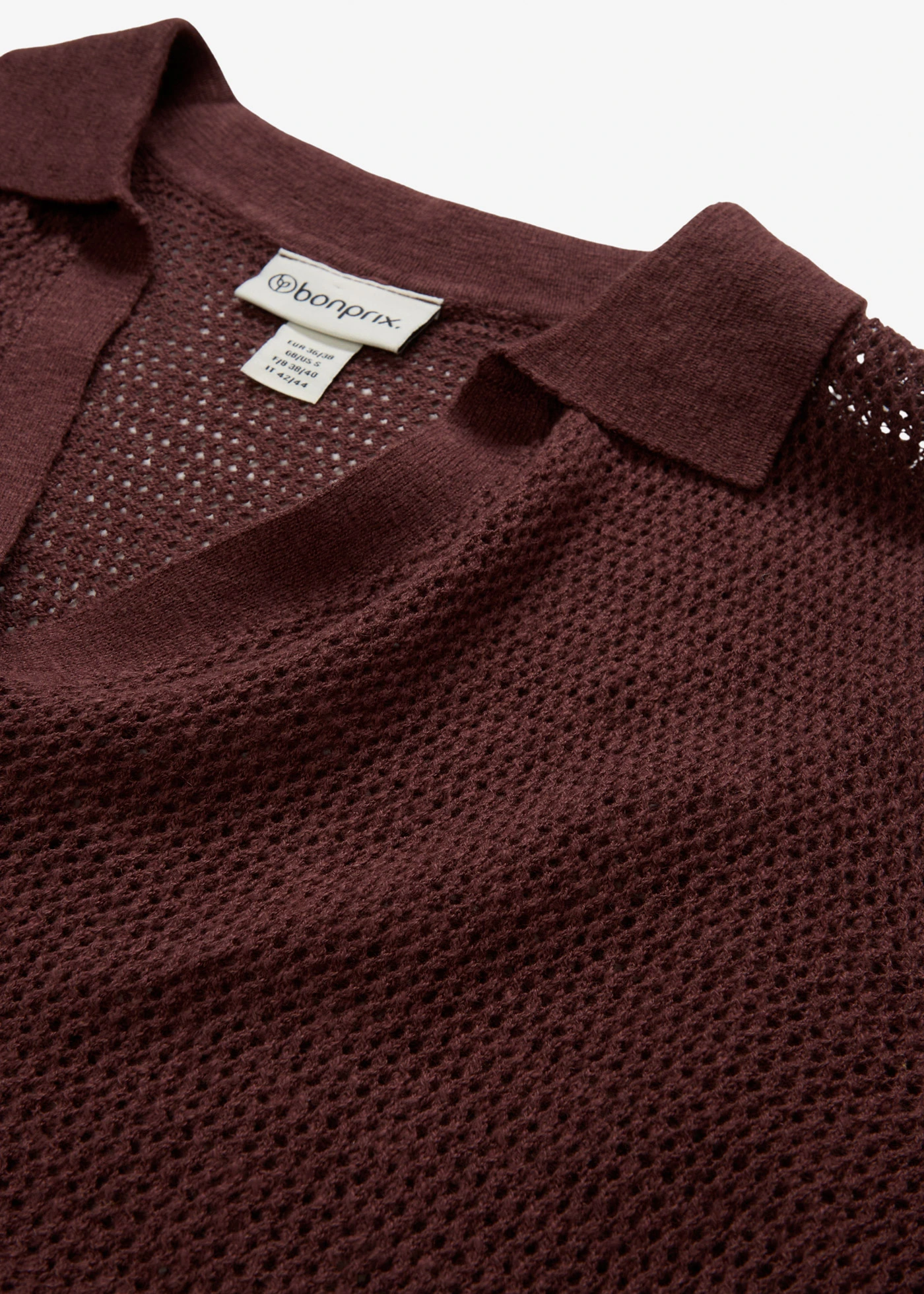 Polo en maille ajourée avec lin • acajou foncé • Boutique bonprix