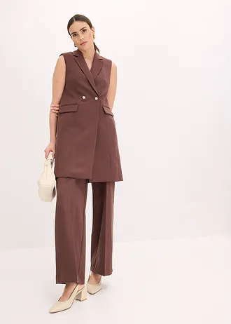 Lang mouwloos vest • terrabruin • bonprix online shop