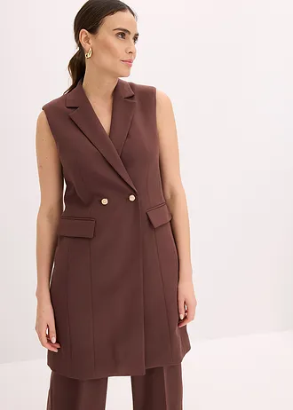 Lang mouwloos vest • terrabruin • bonprix online shop