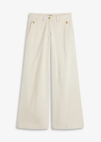 Kalhoty Wide Leg se strečem • béžová • bonprix obchod