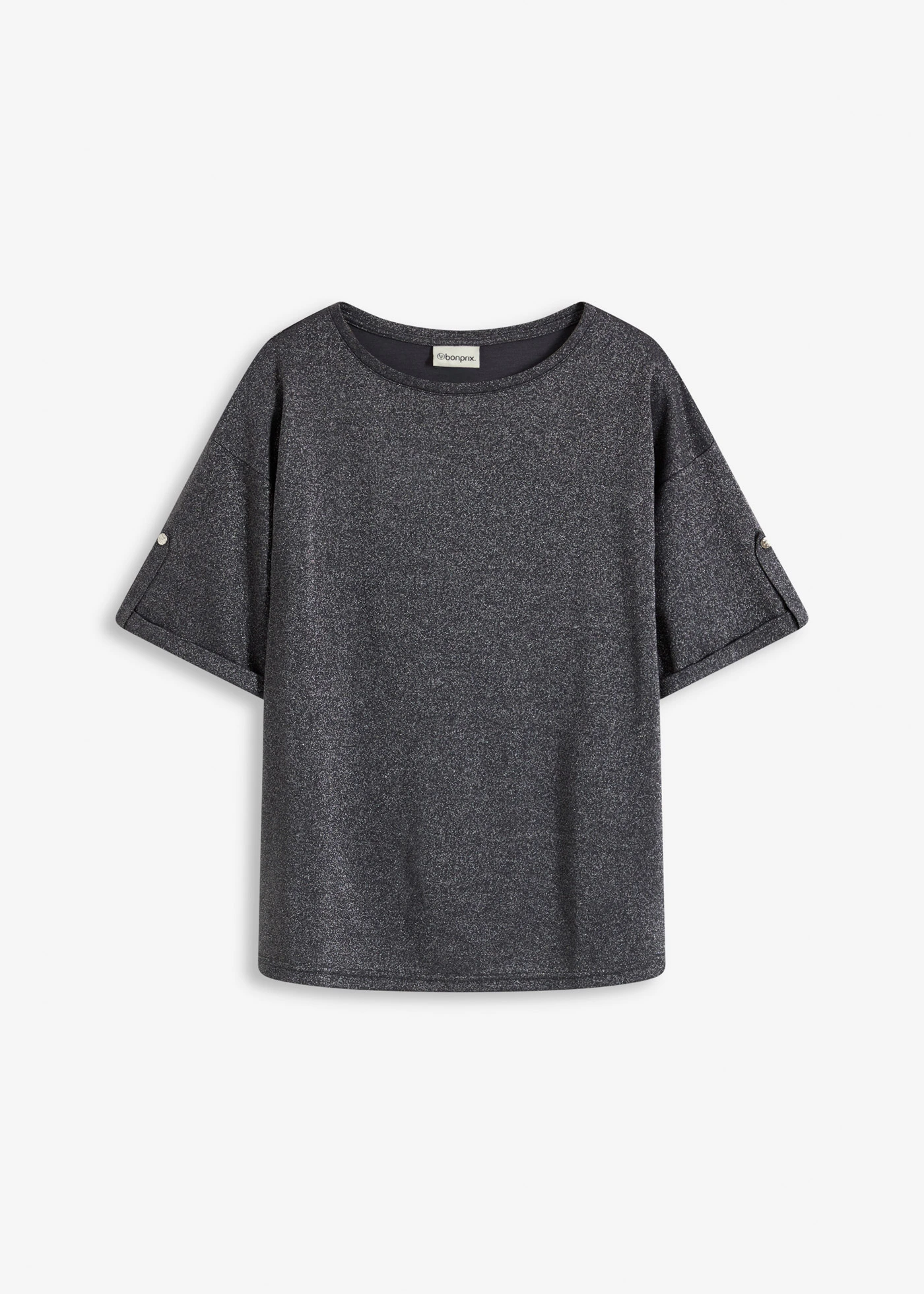 T-shirt z wiskozy z połyskującym  nadrukiem • szary łupkowy-srebrny metaliczny • sklep bonprix