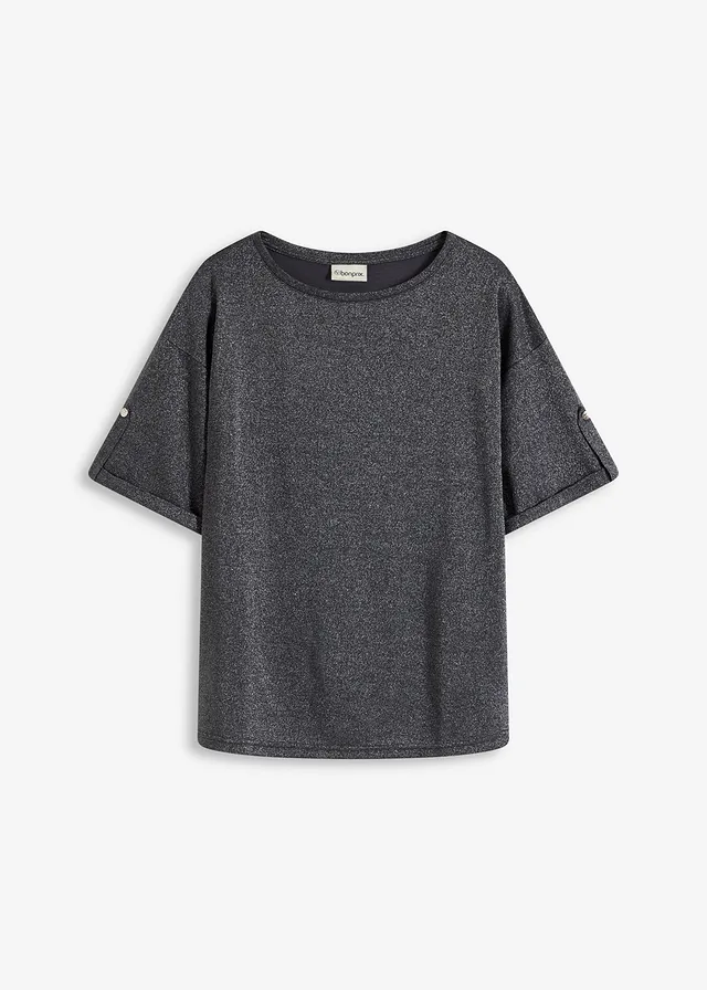 T-shirt brillant en viscose majoritaire • gris ardoise-argenté métallisé • Boutique bonprix