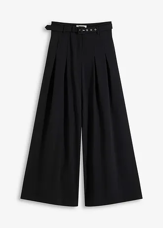 Pantalon à pinces avec ceinture (ens. 2 pces) • noir • Boutique bonprix