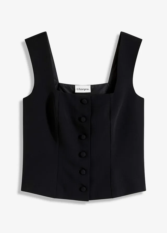 Blousetop met knopen • zwart • bonprix online shop