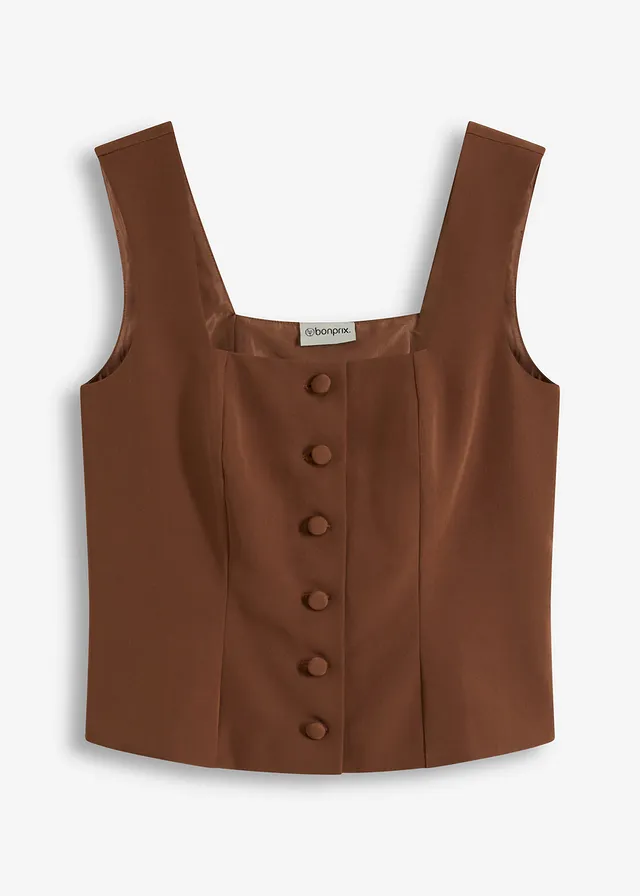 Blousetop met knopen • lichtbruin • bonprix online shop