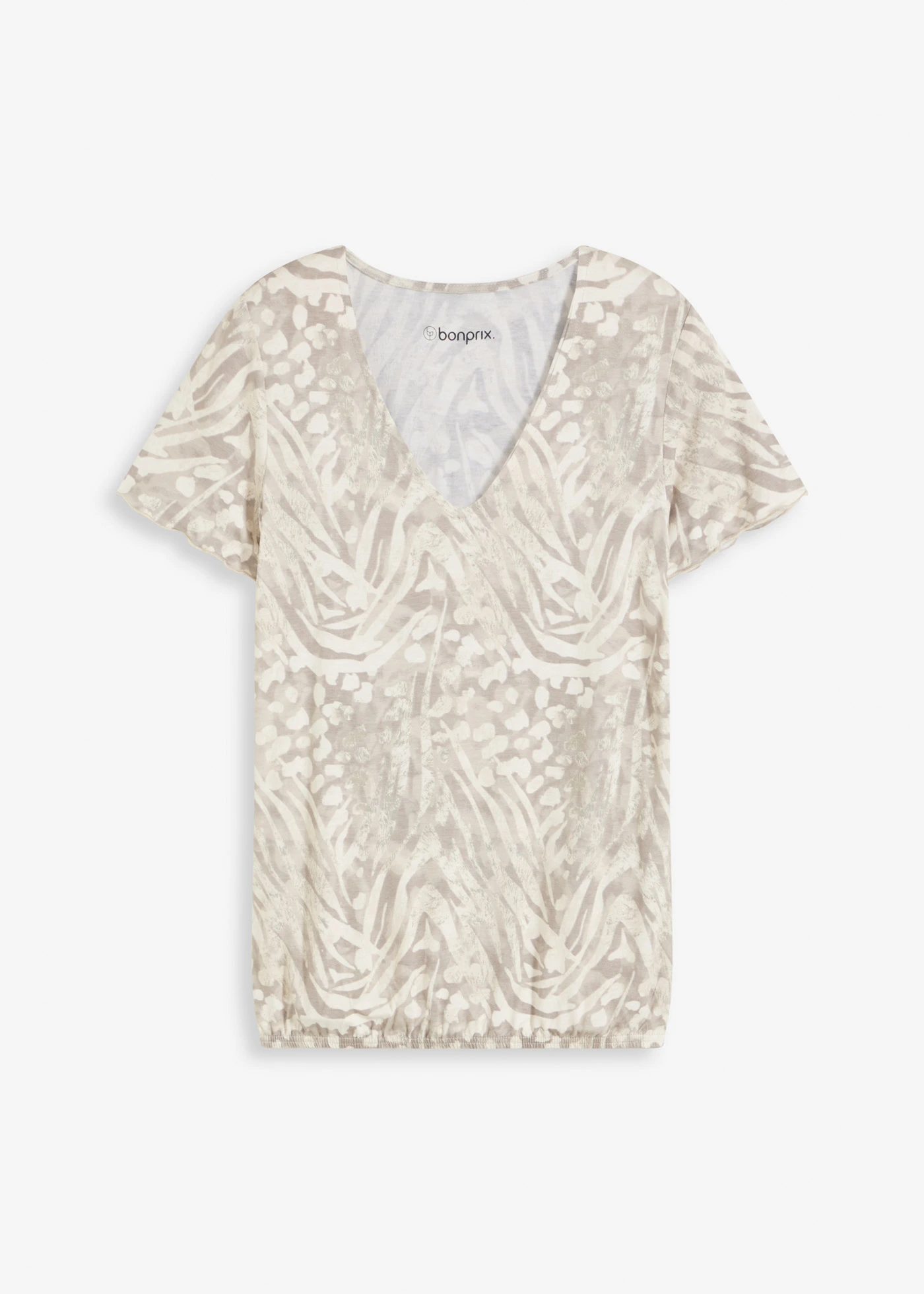 T-shirt à base élastiquée • beige galet léopard • Boutique bonprix