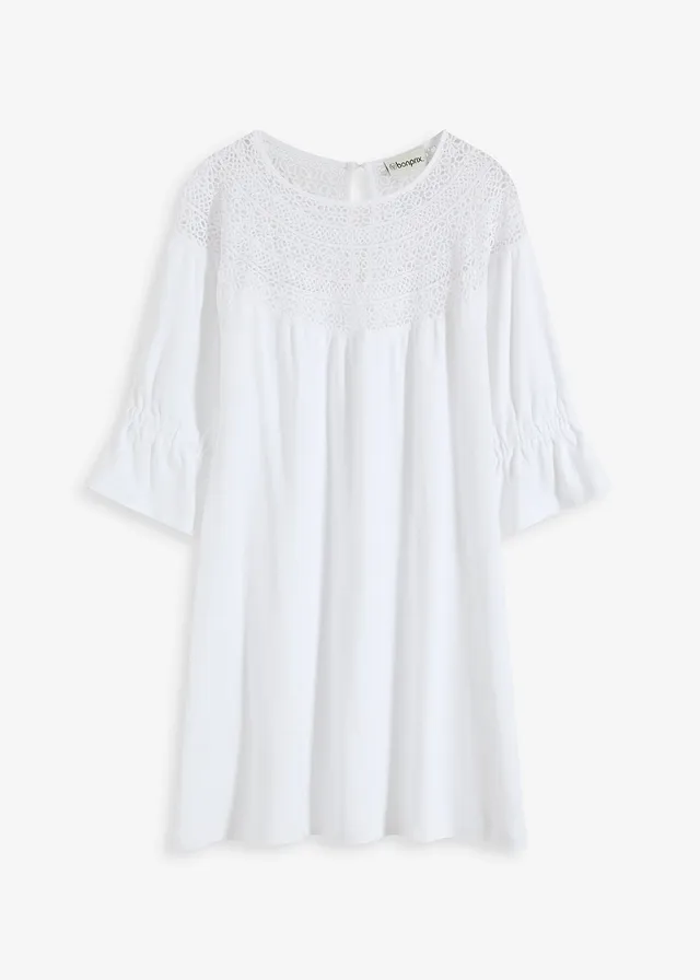 Rochie din jerse cu dantelă croșetată