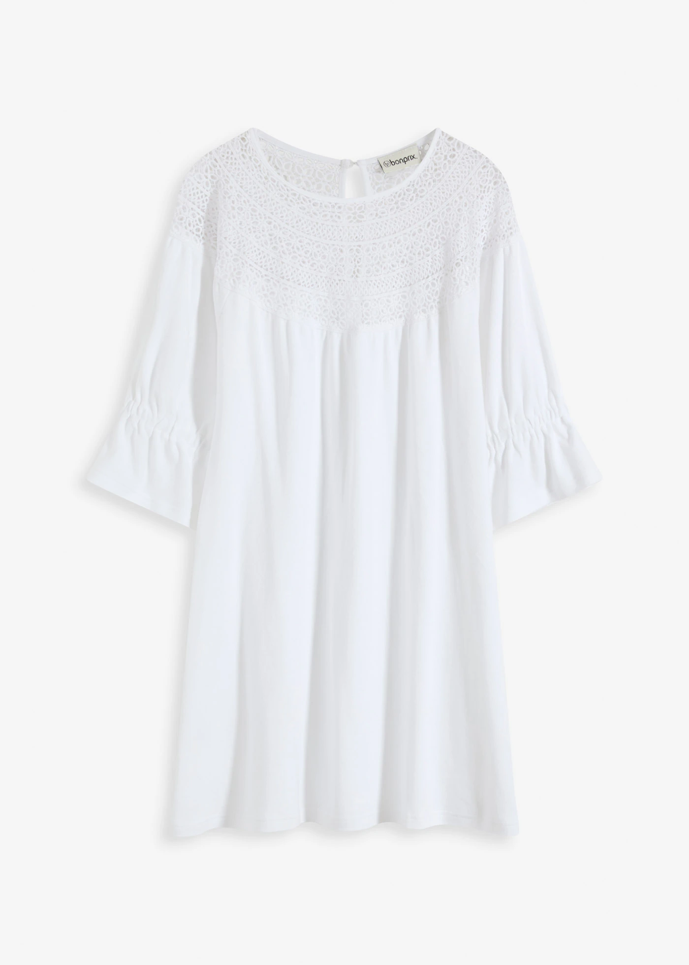 Jersey jurk met crochet-kant • wit • bonprix online shop