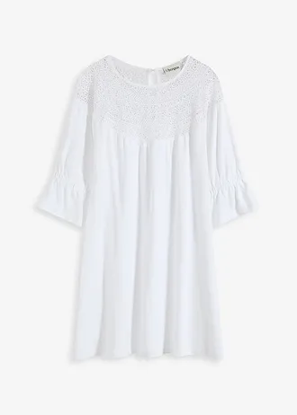 Jersey jurk met crochet-kant • wit • bonprix online shop