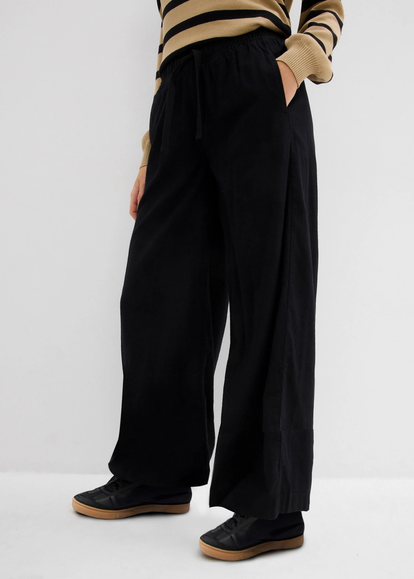 Pantaloni palazzo din bumbac 100% • negru • magazin bonprix