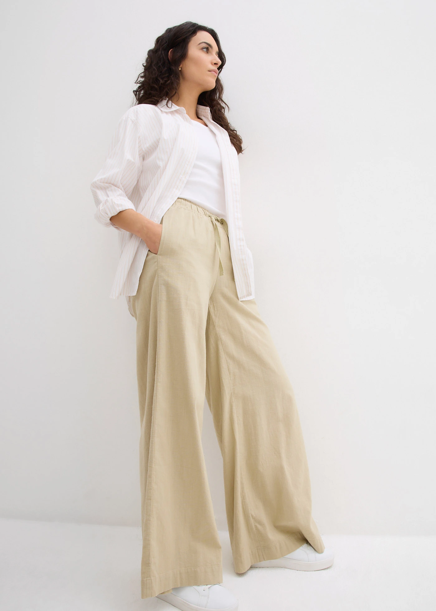 Pantalon palazzo 100% coton • marron clair • Boutique bonprix