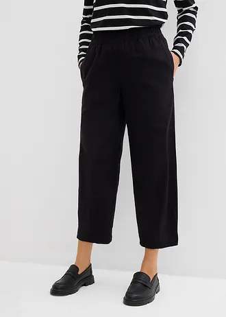 Pantaloni cu talie elastică, lungime 7/8, cu in • negru • magazin bonprix