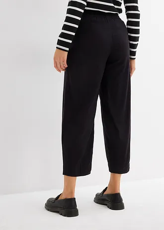 Pantaloni cu talie elastică, lungime 7/8, cu in • negru • magazin bonprix