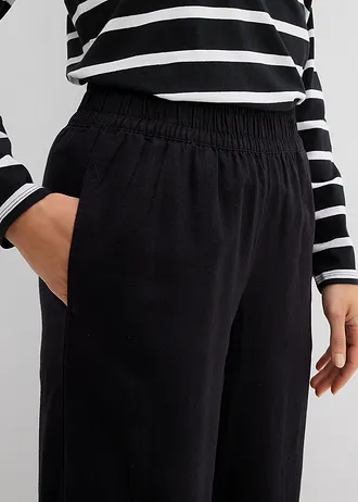 Pantaloni cu talie elastică, lungime 7/8, cu in • negru • magazin bonprix