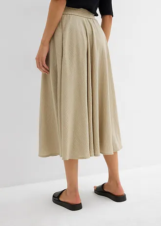 Maxi rok met een comfortabele band • rookkaki • bonprix online shop