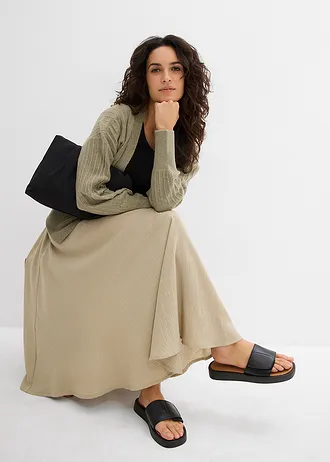 Maxi rok met een comfortabele band • rookkaki • bonprix online shop