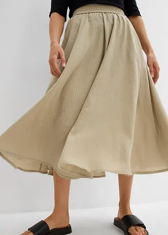 Maxi rok met een comfortabele band • rookkaki • bonprix online shop