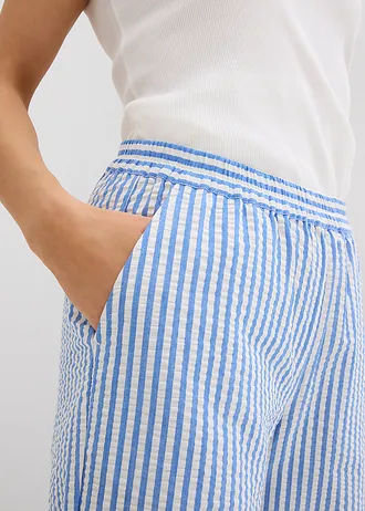 Palazzo kalhoty ze seersuckeru, 7/8 délka • ledovcově modrá/přírodní bílá • bonprix obchod