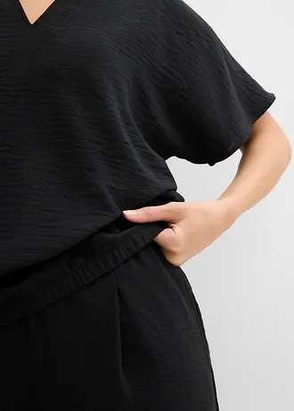 Oversized blouse met elastische zoom • zwart • bonprix online shop
