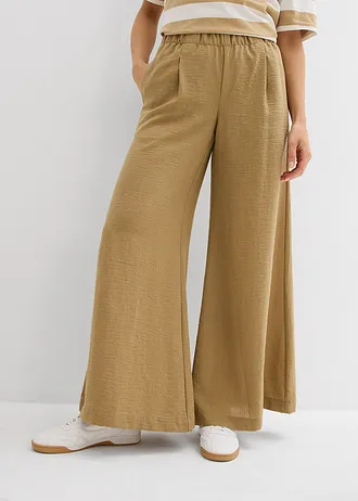 Palazzo broek met plooien • licht olijfgroen • bonprix online shop