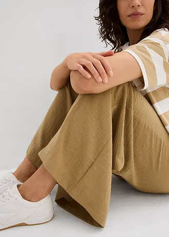 Palazzo broek met plooien • licht olijfgroen • bonprix online shop