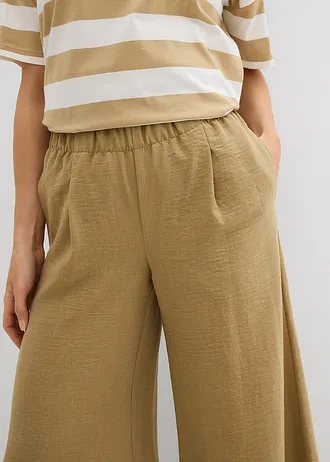 Palazzo broek met plooien • licht olijfgroen • bonprix online shop