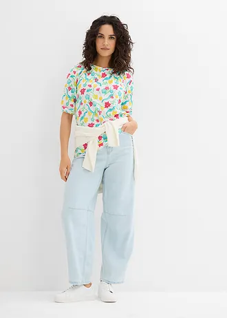 Shirt z bawełny organicznej • biały w kwiaty • sklep bonprix