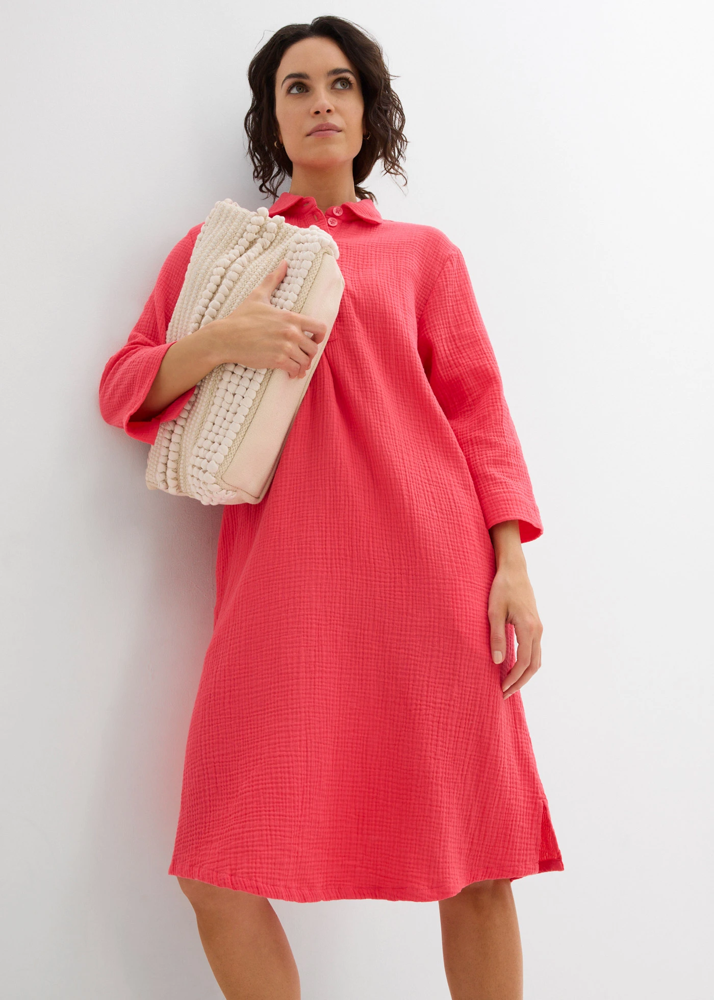 Overhemdjurk van mousseline • paradijspink • bonprix online shop