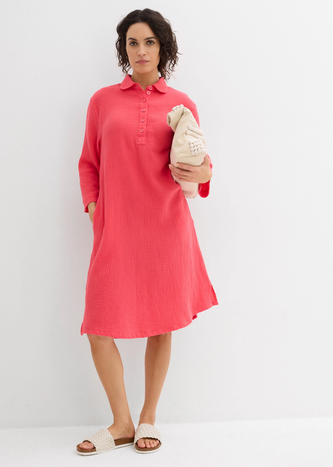 Overhemdjurk van mousseline • paradijspink • bonprix online shop