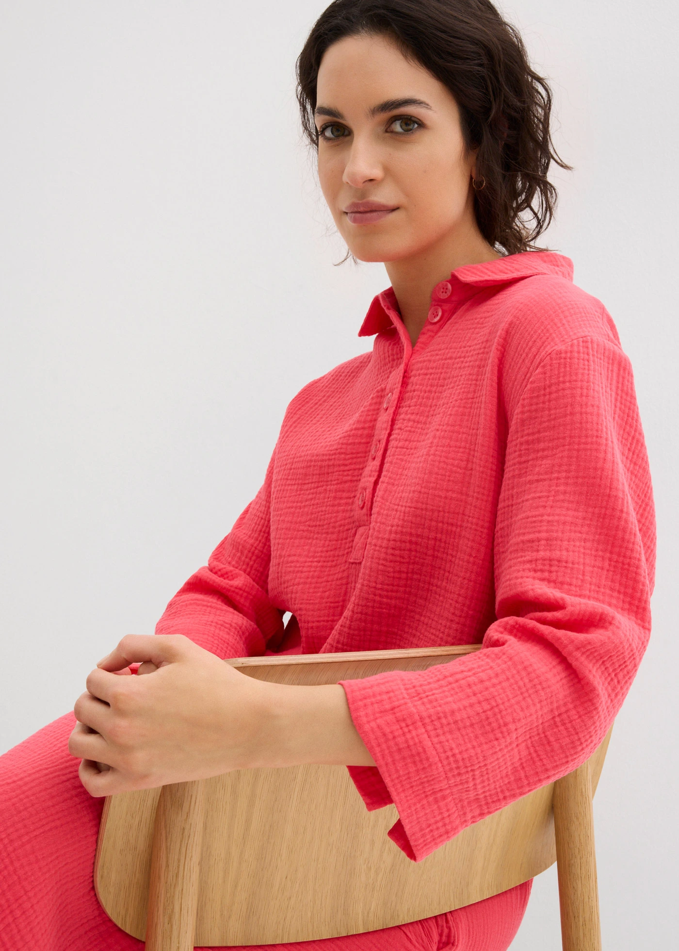 Overhemdjurk van mousseline • paradijspink • bonprix online shop