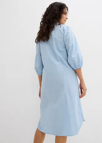 Rochie tip cămașă din bumbac subțire • bleu • magazin bonprix
