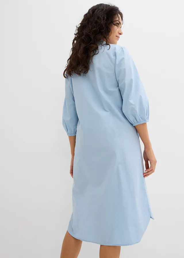 Robe-chemise légère en coton, Couleur: bleu clair
