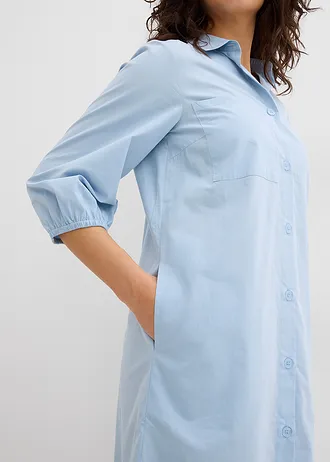 Rochie tip cămașă din bumbac subțire • bleu • magazin bonprix