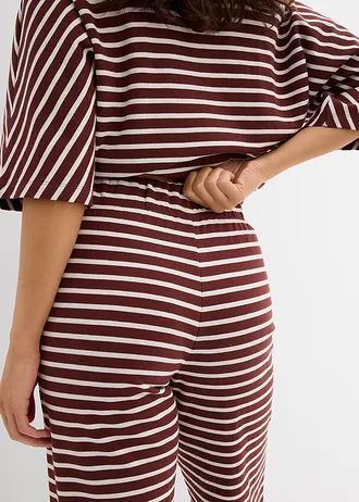 Žerzejové kalhoty ze strukturované bavlny • kávově hnědo-přírodní bílá s proužky • bonprix obchod