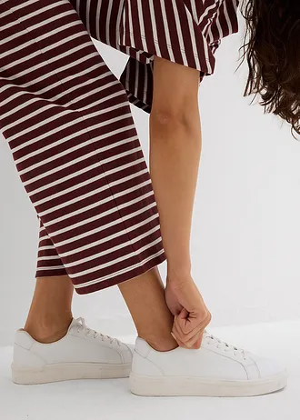 Žerzejové kalhoty ze strukturované bavlny • kávově hnědo-přírodní bílá s proužky • bonprix obchod