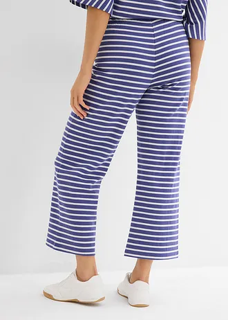 Pantalon sweat en coton texturé • bleu-violet-écru rayé • Boutique bonprix