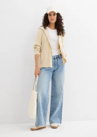 Jachetă casual din material scuba moale • bej nisipiu mat • magazin bonprix