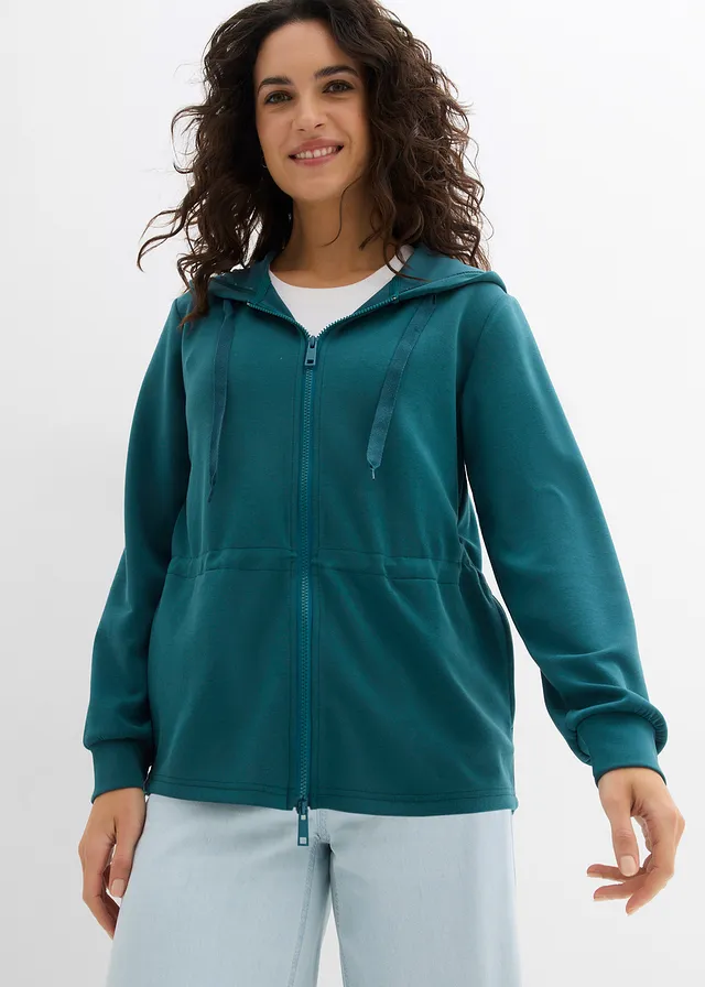 Sweatvest van zachte scuba, Kleur: pepergroen