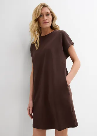 Rochie mini din material greu Interlock • maro închis • magazin bonprix