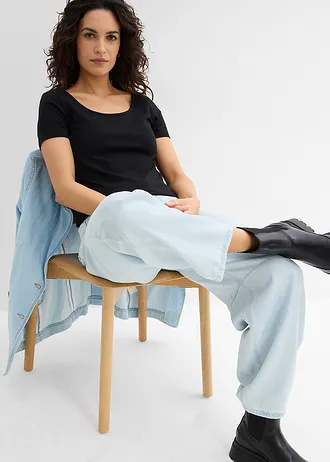 Tričko s hlubokým výstřihem na zádech • černá • bonprix obchod