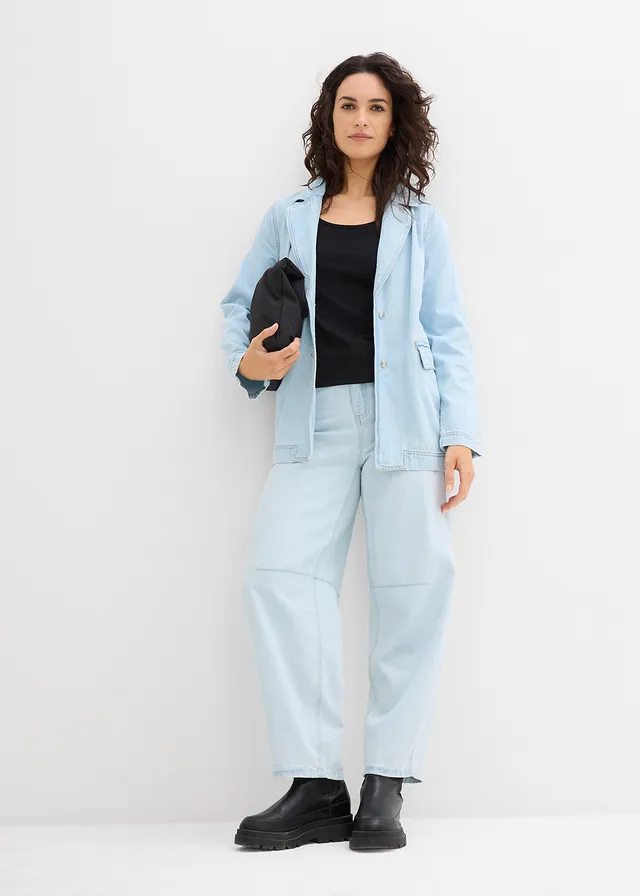 T-shirt à décolleté dos plongeant denim bleu clair