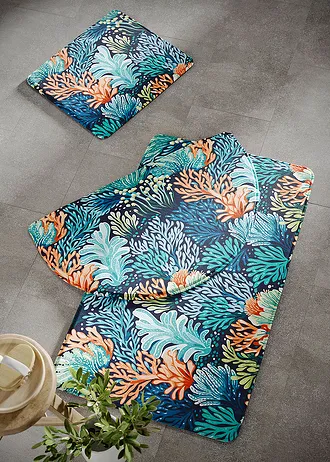 Koupelnová předložka z paměťové pěny • modrá s potiskem • bonprix obchod