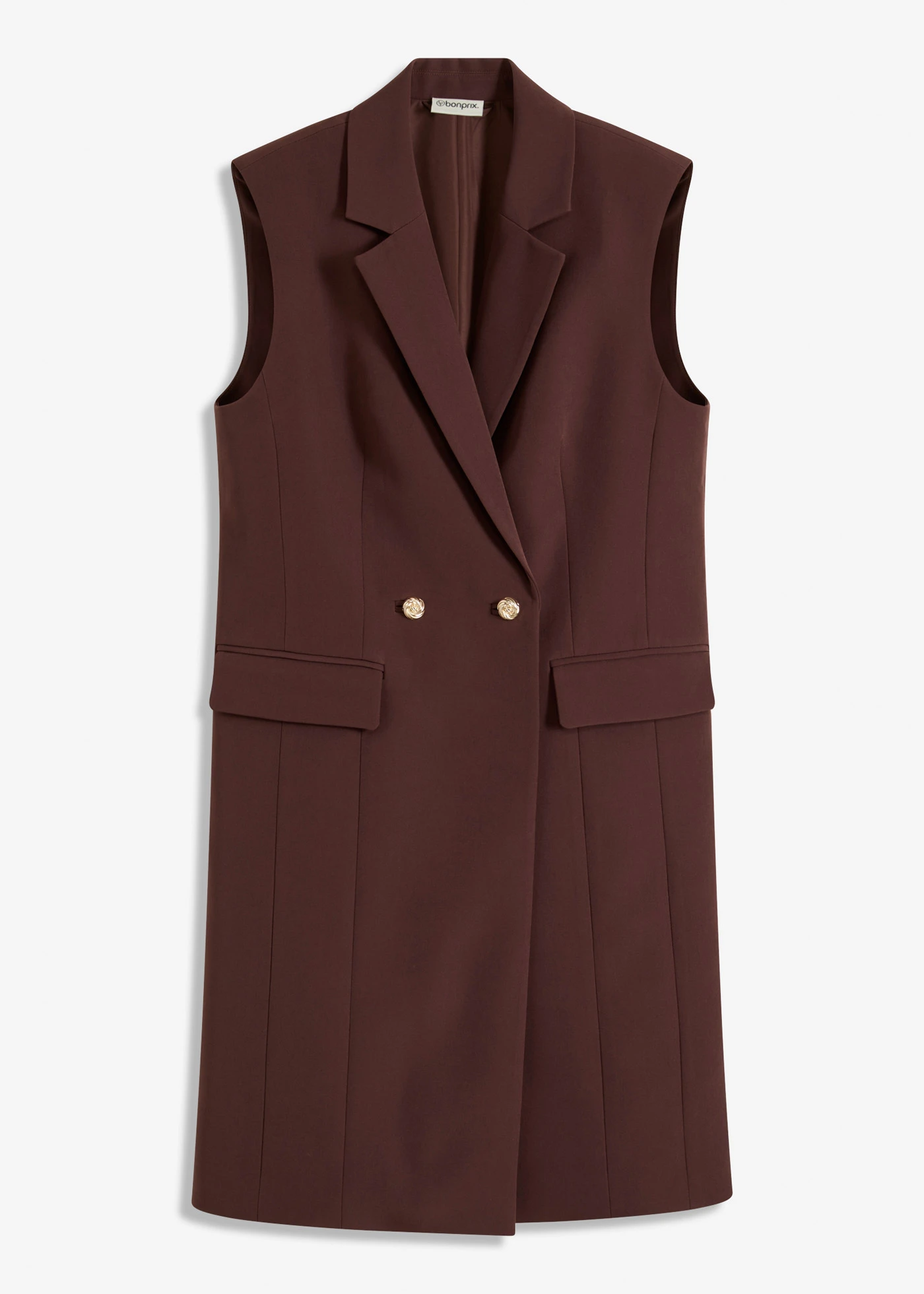 Lang mouwloos vest • terrabruin • bonprix online shop