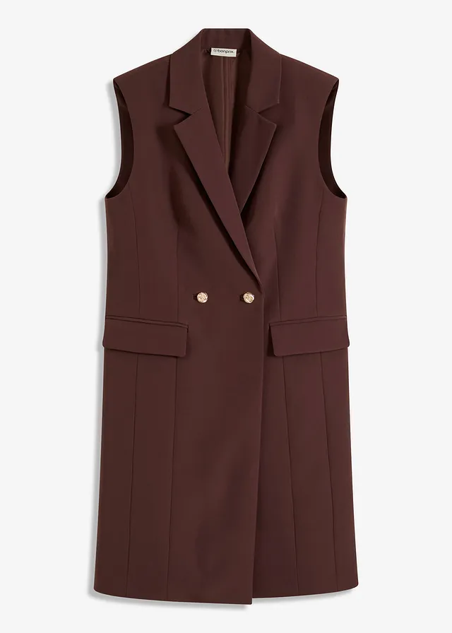 Lang mouwloos vest • terrabruin • bonprix online shop