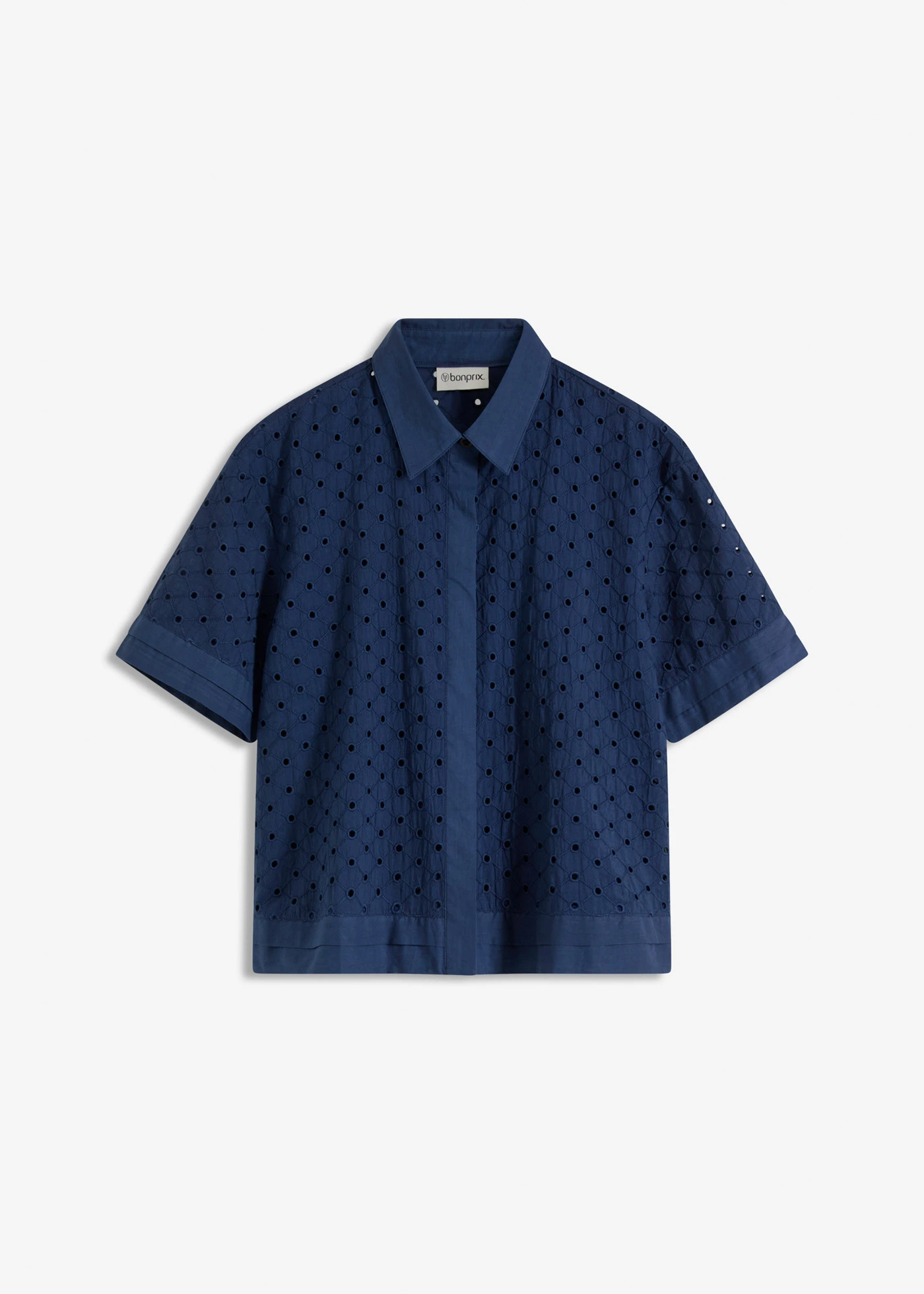 Blouse met broderie anglaise • donkerblauw • bonprix online shop