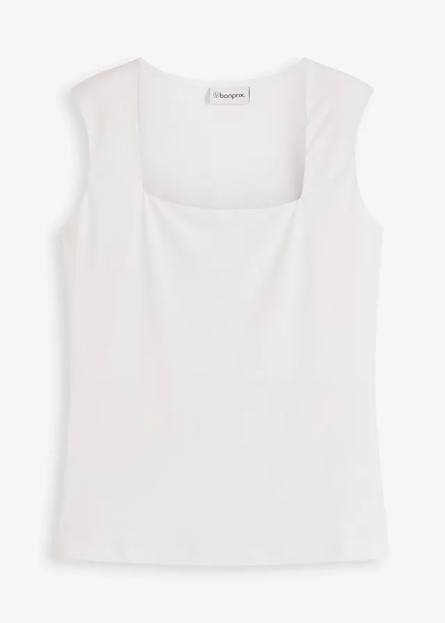 Top met een vierkante hals, Kleur: wolwit