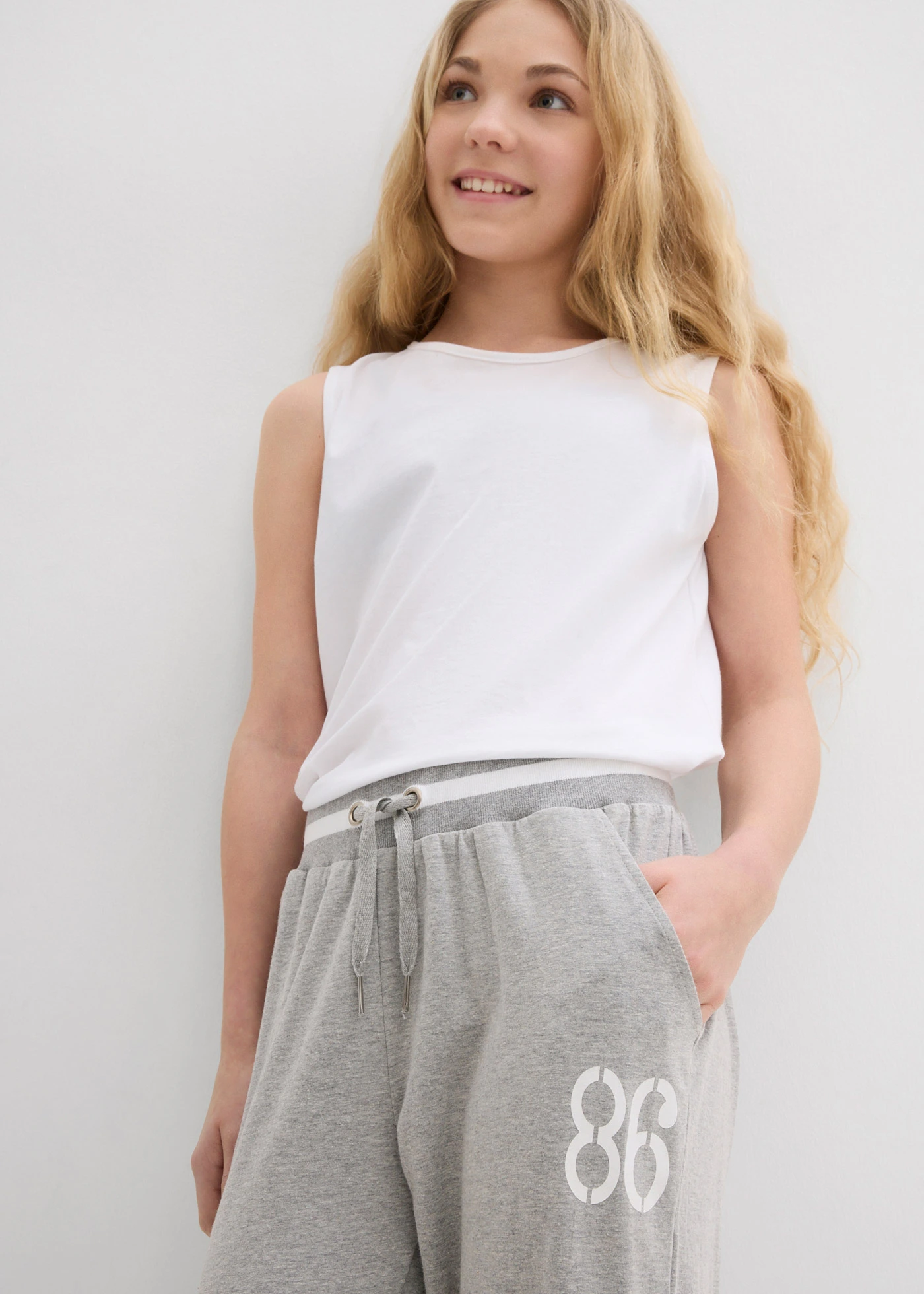 3/4 joggingbroek (set van 2) • lichtgrijs gemêleerd+zwart • bonprix online shop