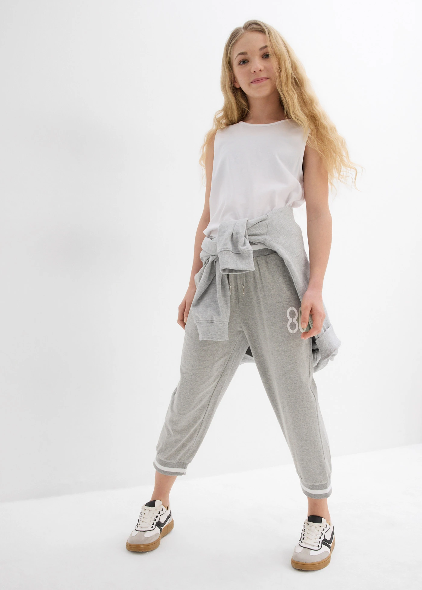 3/4 joggingbroek (set van 2) • lichtgrijs gemêleerd+zwart • bonprix online shop