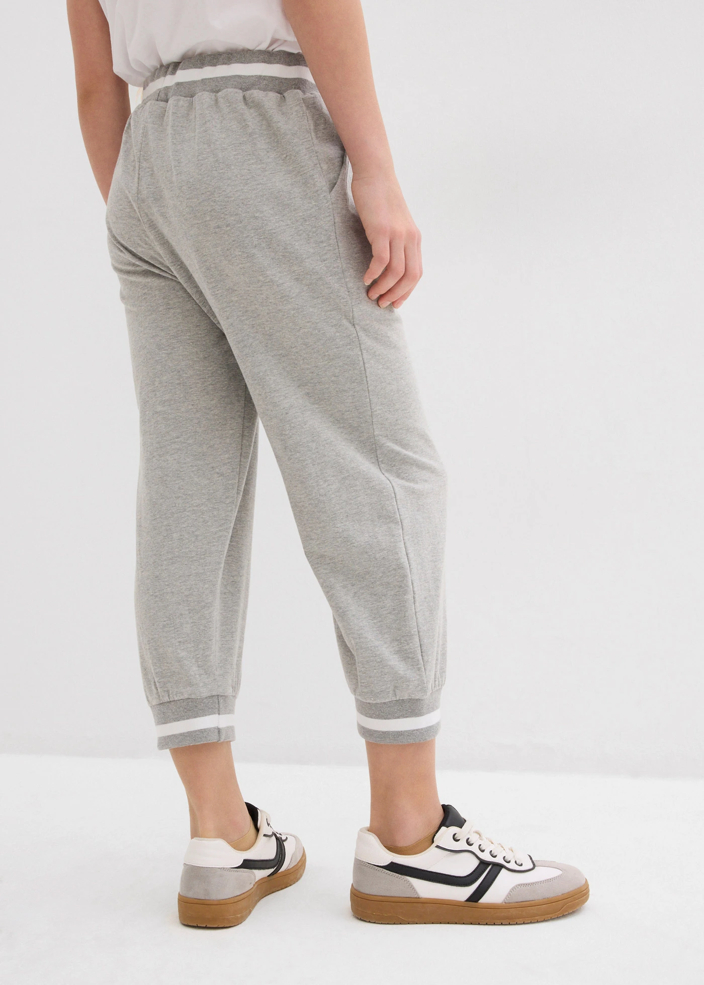 3/4 joggingbroek (set van 2) • lichtgrijs gemêleerd+zwart • bonprix online shop